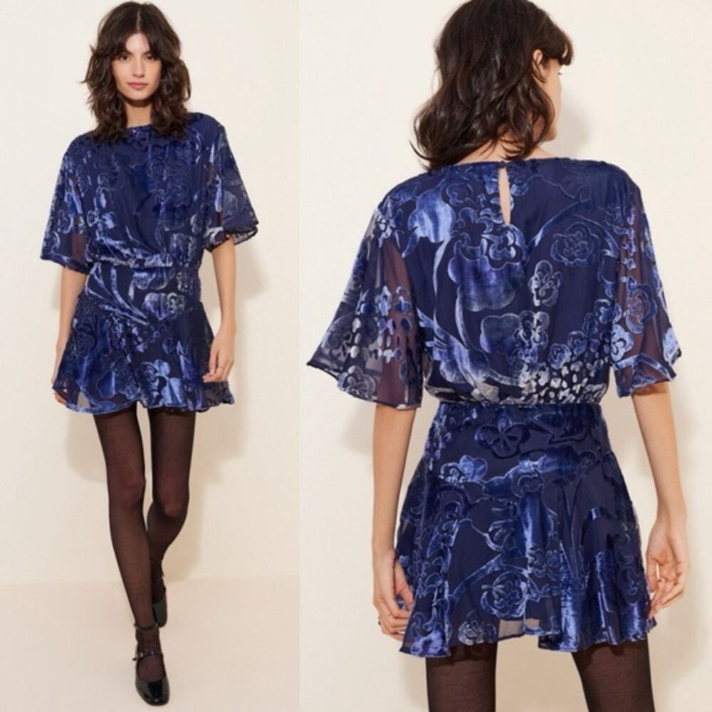 Free People Manuka Burnout Velvet Mini Dress S